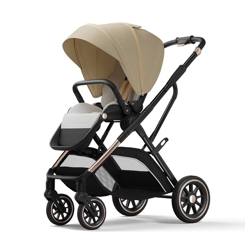 Modny, widokowy wózek dziecięcy z ergonomicznym siedziskiem gondola dla noworodka przenośny wózek dziecięcy jednoręczny do odchylania kosz wózek spacerowy