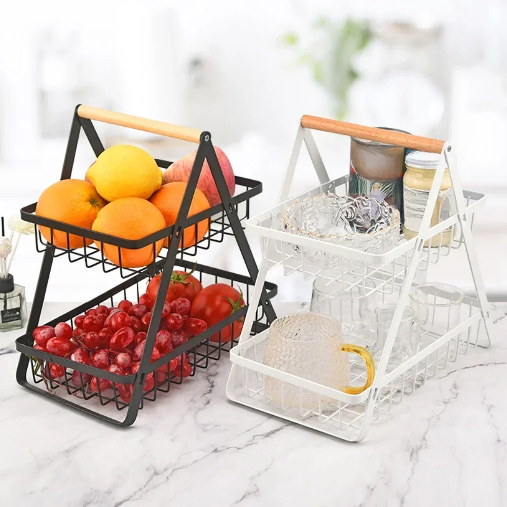 Fruit Metal Basket Fold Household Fruit Basket High-capacity Simplicity Beautiful Antirust Removable Kitchen Vegetable Basket 3