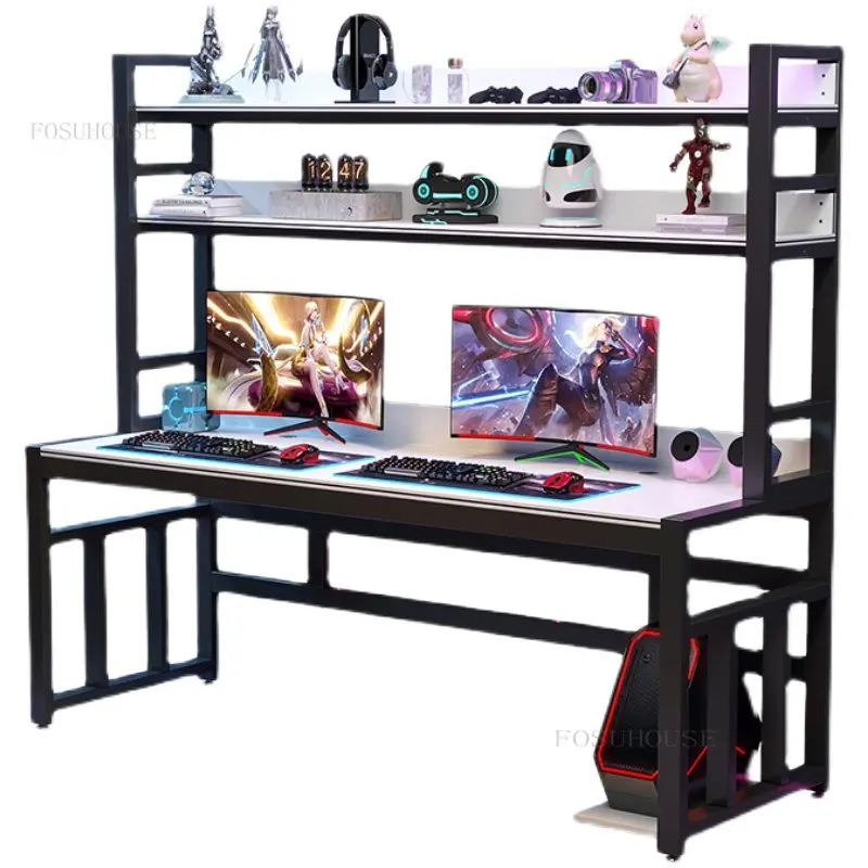 Mesa doble moderna para juegos, escritorio para ordenador, muebles de  oficina para el hogar, estantería para estudiantes, escritorio de  escritura, café Internet, escritorio para juegos - AliExpress