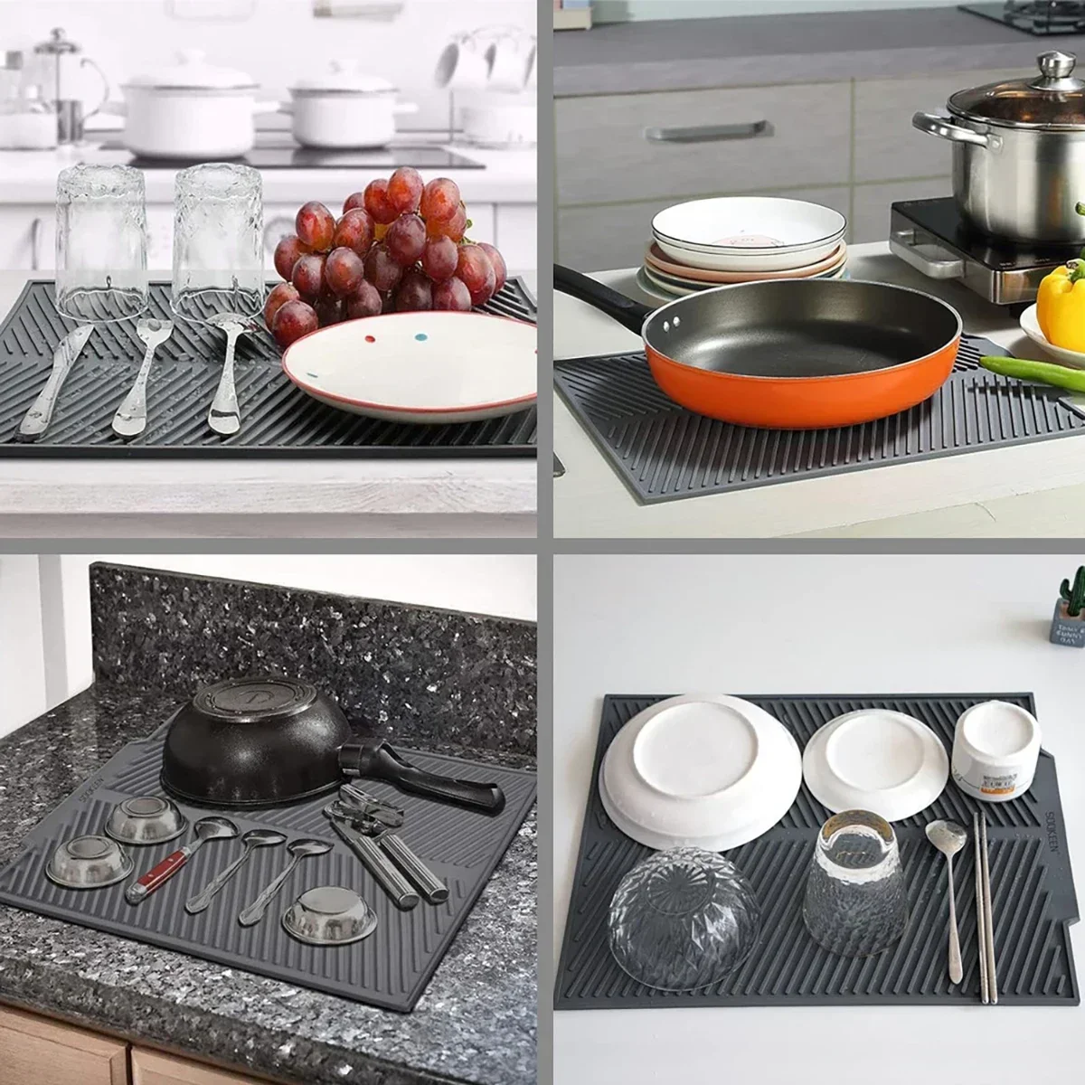 1PC Silicone Drain Pad Drying Mat Pots Dish Drain Mat for Kitchen Tableware Non-slip Mats Anti-scald Coaster Kitchen Utensils