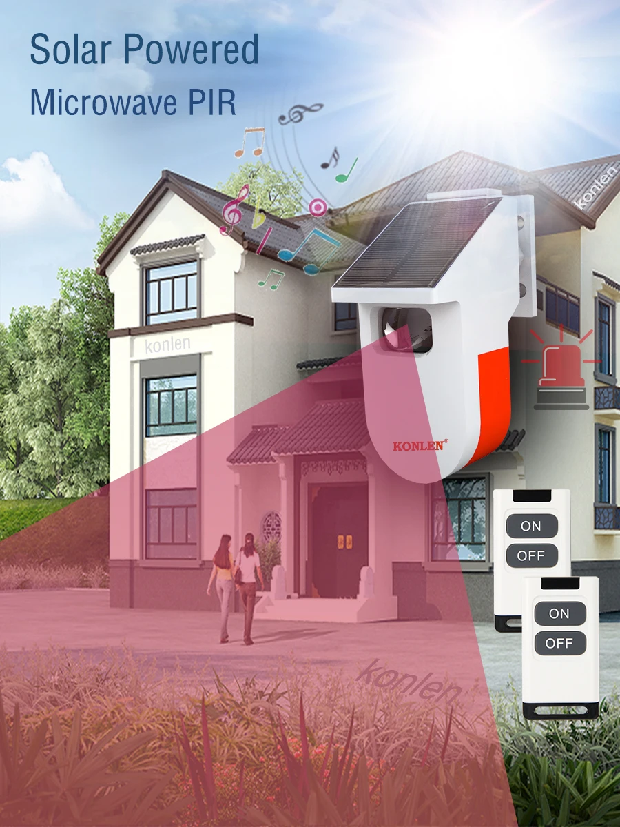 Microwave Solar PIR Sensor Welcome Ring Doorbell Infrared Motion Alarm Detector