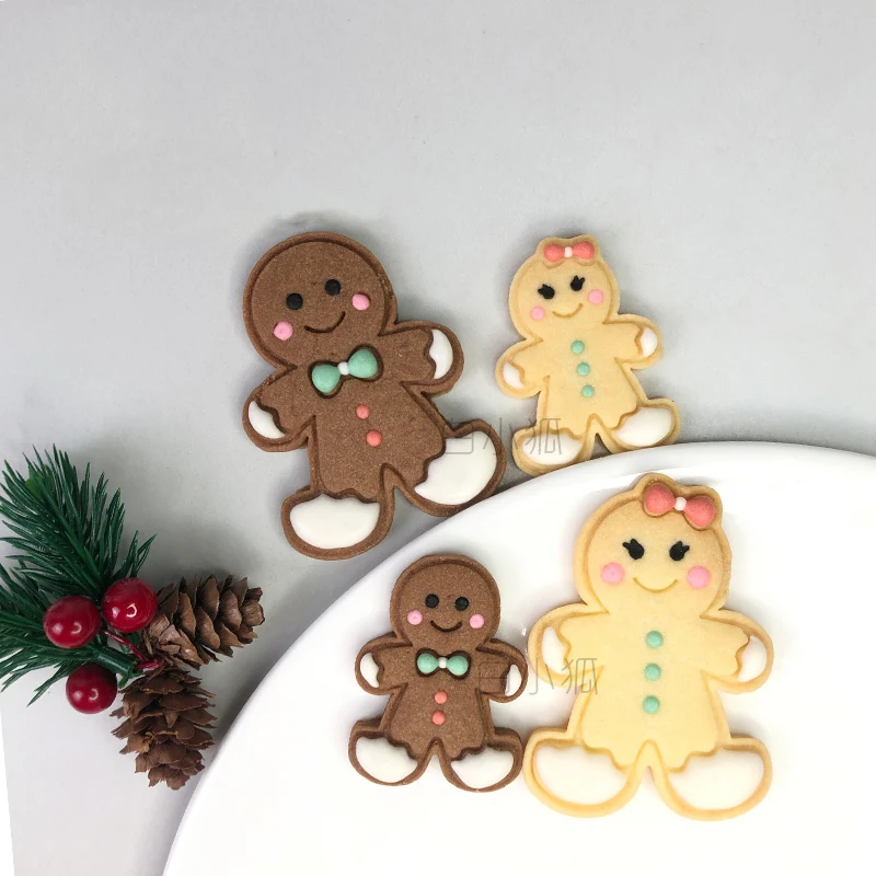 Christmas Party Cute Gingerbread Man Biscuit Mold New Year Family Parent Child Christmas Frosting Cookie Handmade Dessert Tools