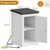 Farmhouse White Nightstand With Charging Station, AC Outlets USB Type-C, Bedside End Table With Cord Management & Storage Shelf 3