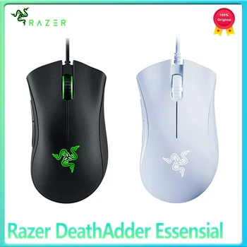 Razer DeathAdder 필수 오리지널 유선 게이밍 마우스, 게이머 마우스, 흑백 6400DPI 광학 센서, 프로그래밍 가능 버튼 5 개
