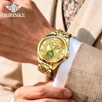 Montres pour hommes OUPINKE en or véritable et jadéite, montres mécaniques de luxe haut de gamme originales pour homme, montre automatique japonaise pour homme 3320 3