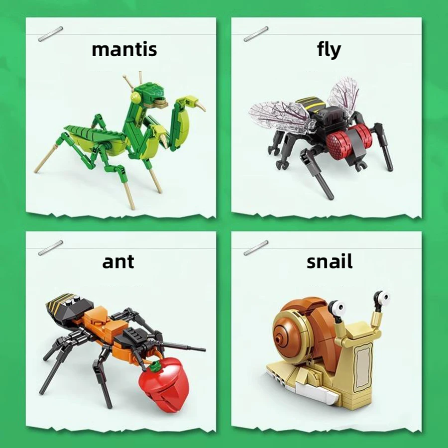 Insect Building Block Assembly Toy, Praying Mantis, Bee, Forest Animal Assembly Model, CHILDREN'S Birthday Gift, Boys and Girls 3