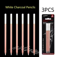 3Pcs Professional White Charcoal Pencils Set Sketch Highlight White Pencils for Drawing, Sketching Shading Blending Art Supplies 6