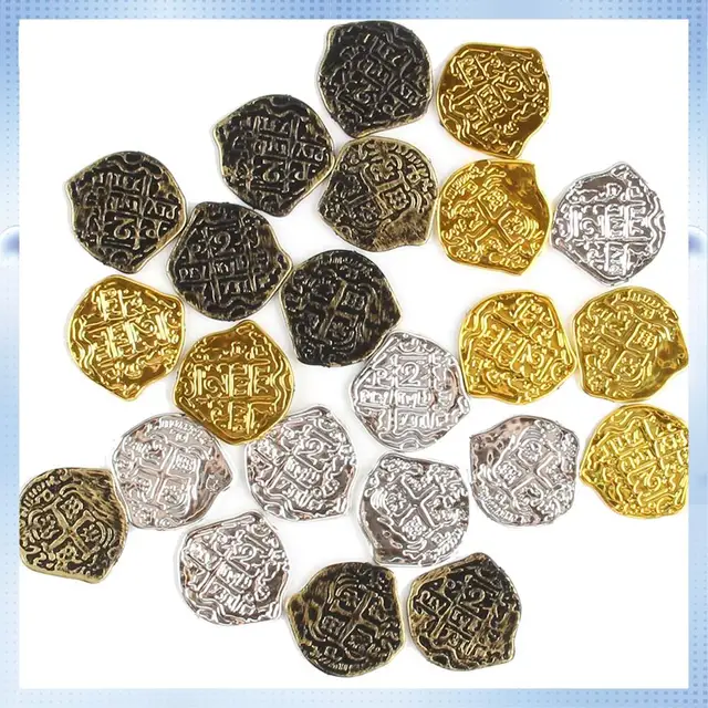 300 Pcs Plastic Gold Coins Pirate Coins Kids Play Coins For Pirate Party Treasure Chest Games Tokens Toys Cosplay 2