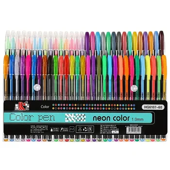 Ensemble de stylos multicolores, 60 pièces, nuances scintillantes, métalliques, néon, Pastel et classiques, stylos Gel à base d'eau pour l'écriture et le dessin