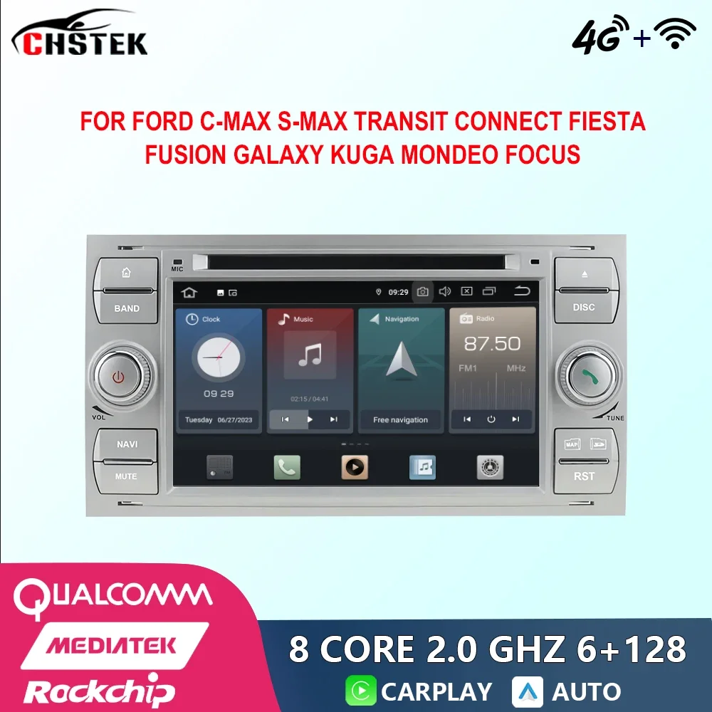 

CHSTEK Car Radio Android 12 For Ford C-Max S-Max Transit Connect Fiesta Fusion Galaxy Kuga Mondeo Focus Qualcomm DVD CarPlay 4G