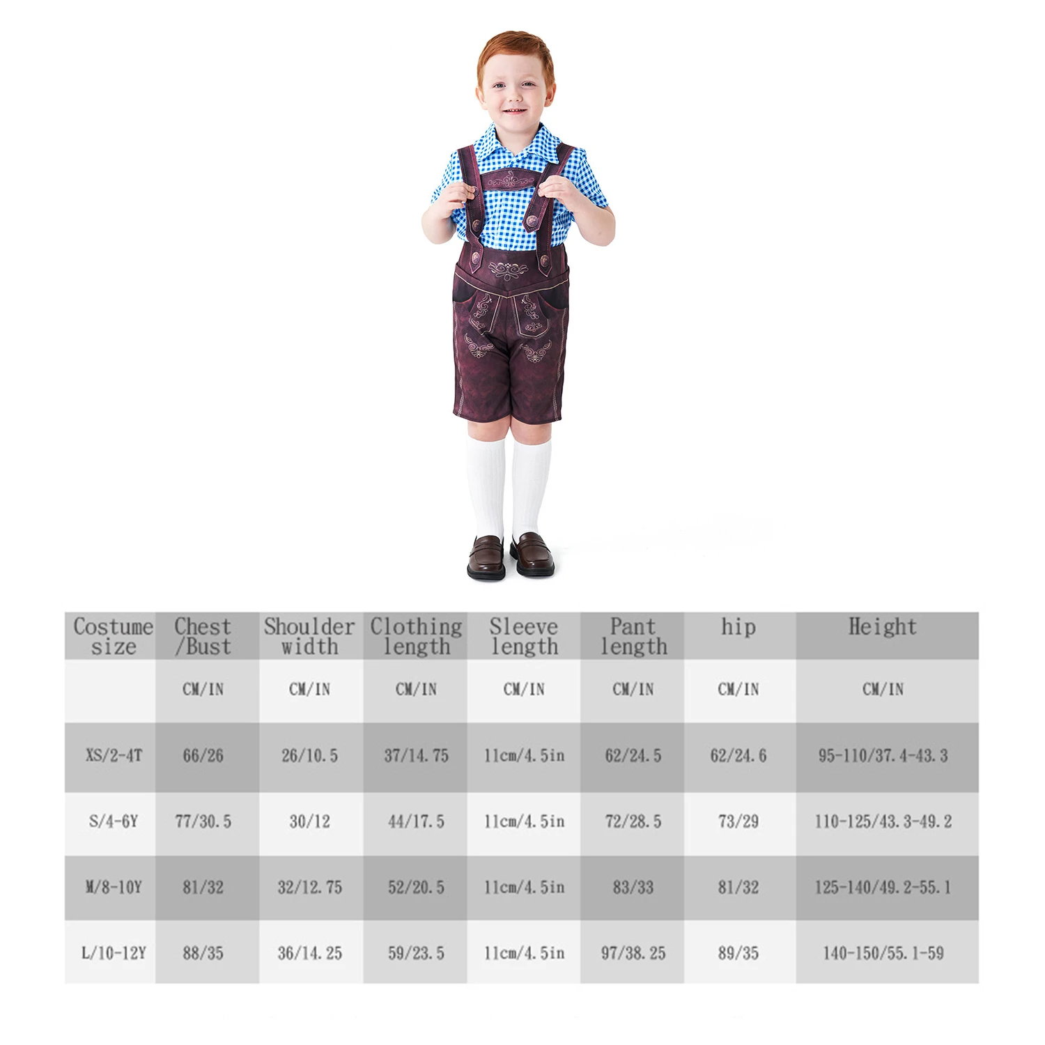 Kids Boys Oktoberfest Costume Dirndl Bavarian Plaid Cosplay Shirt Pants Carnival Halloween Fancy Party Dress