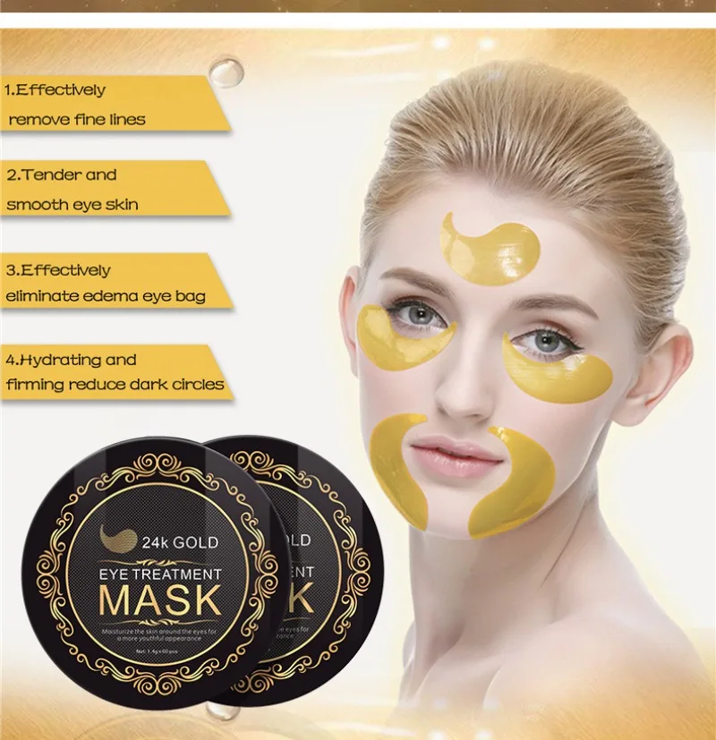 24K Gold Collagen Seaweed Hyaluronic Acid Repair Eye Mask Moisturizing Firming Anti Dark Circle Anti-wrinkle Eyes Skin Care collagen eye mask eye mask patch