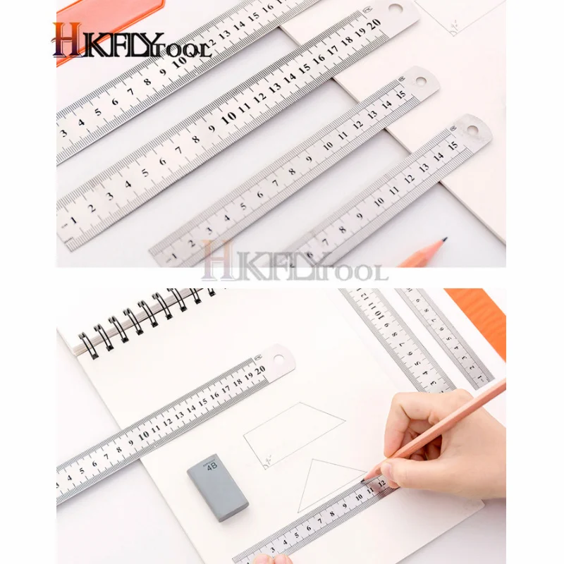 1pcs Straightedge Double Side Scale Metal Ruler High Quality Stainless  Steel Woodworking Drawing Measuring Tools 0