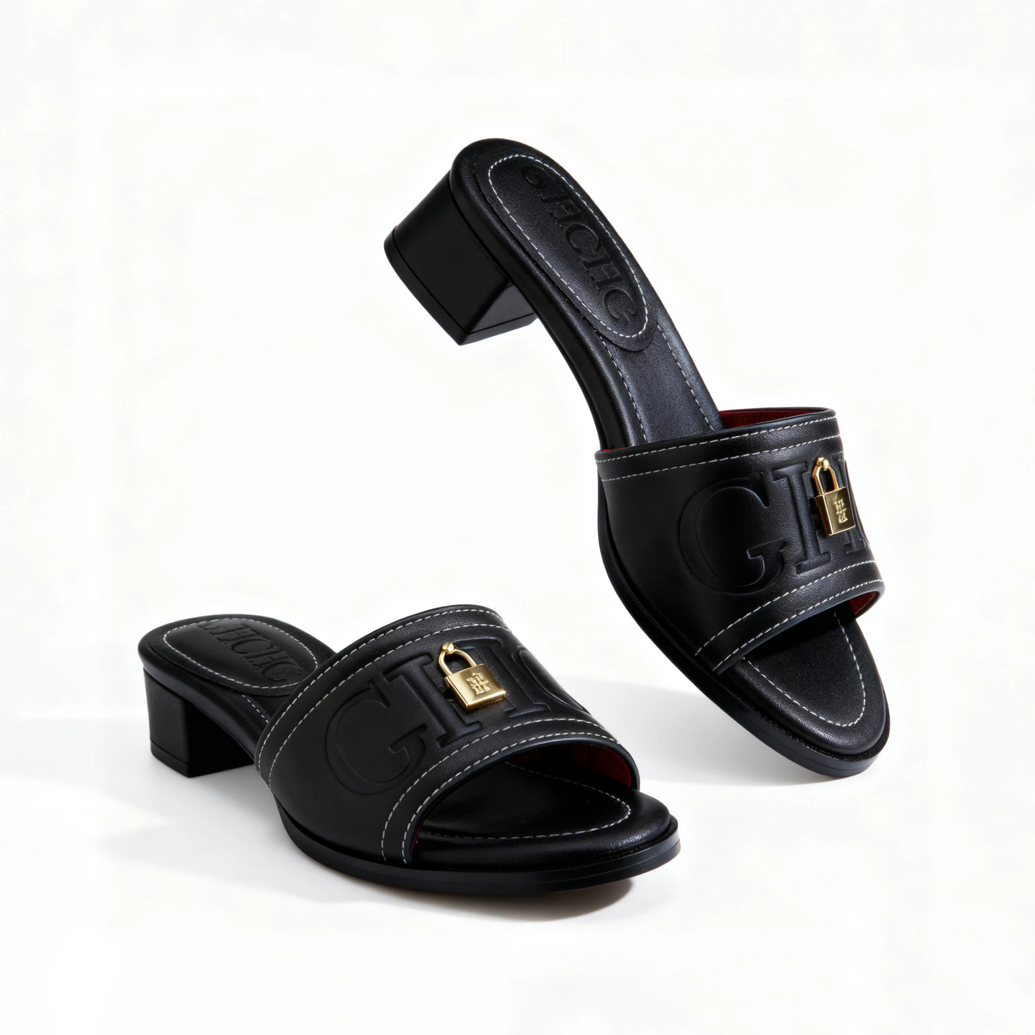 شوب حذاء كعب عالي أسود جلد