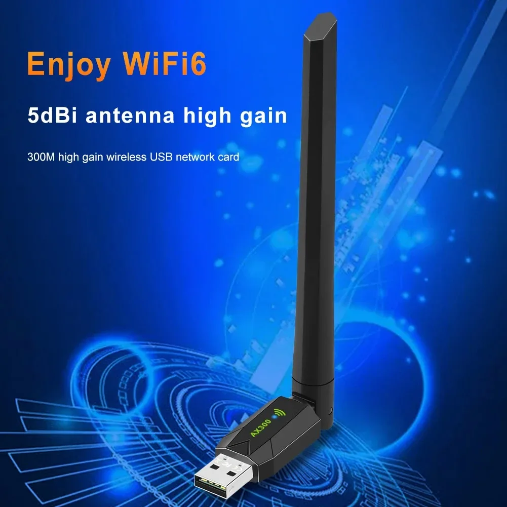 300Mbps WiFi 6 USB Adapter 2.4GHz Wireless WiFi Network Card 5BDI Antenna Wifi 6 USB Dongle For PC Laptop Win10/11 Driver Free