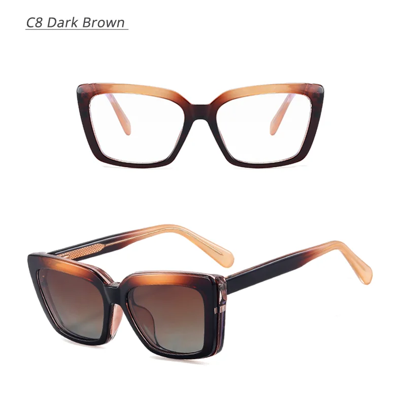 2025 Trend Brillengestell Frau 2-in-1 Damen-Sonnenbrille Luxus Designer Cat Eye Brille Damen Magnet Clip On Brille Zero – Detail 14