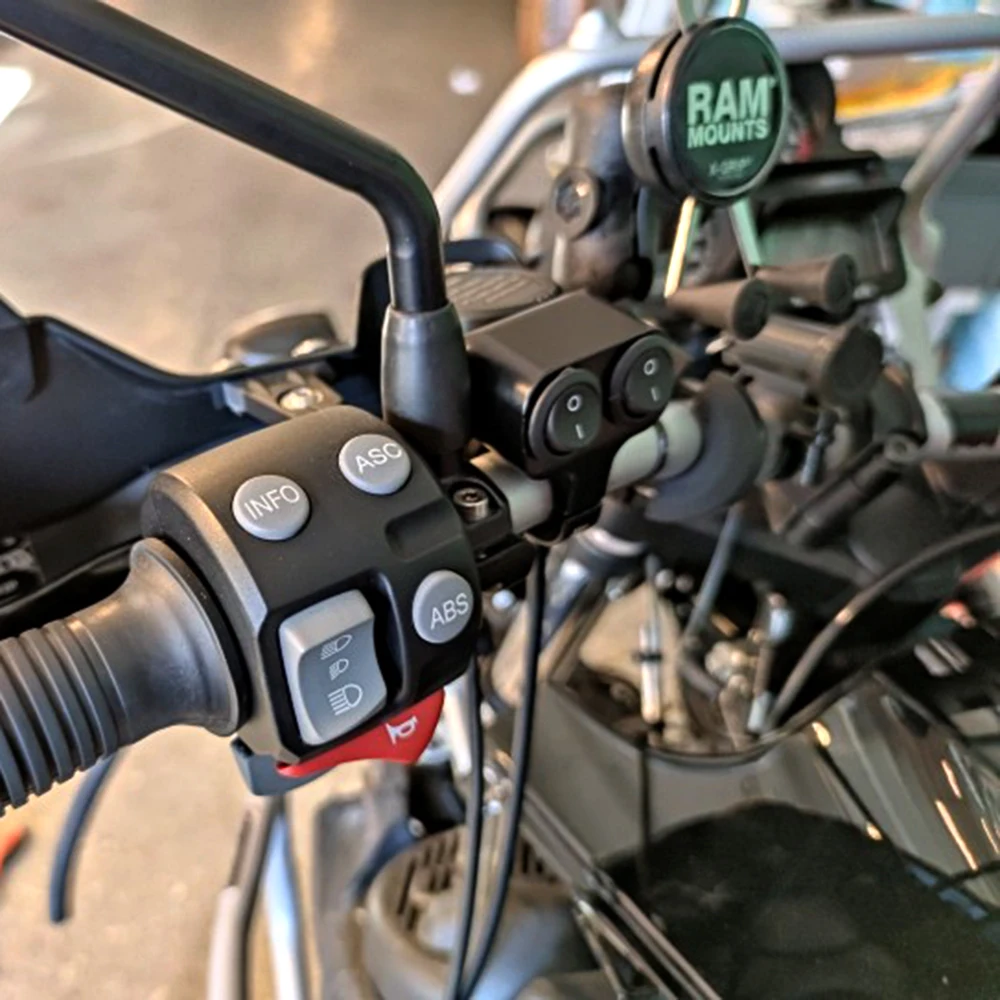 12V Headlight Switch 7/8in 22mm Dual Button Control Motorcycle Handlebar