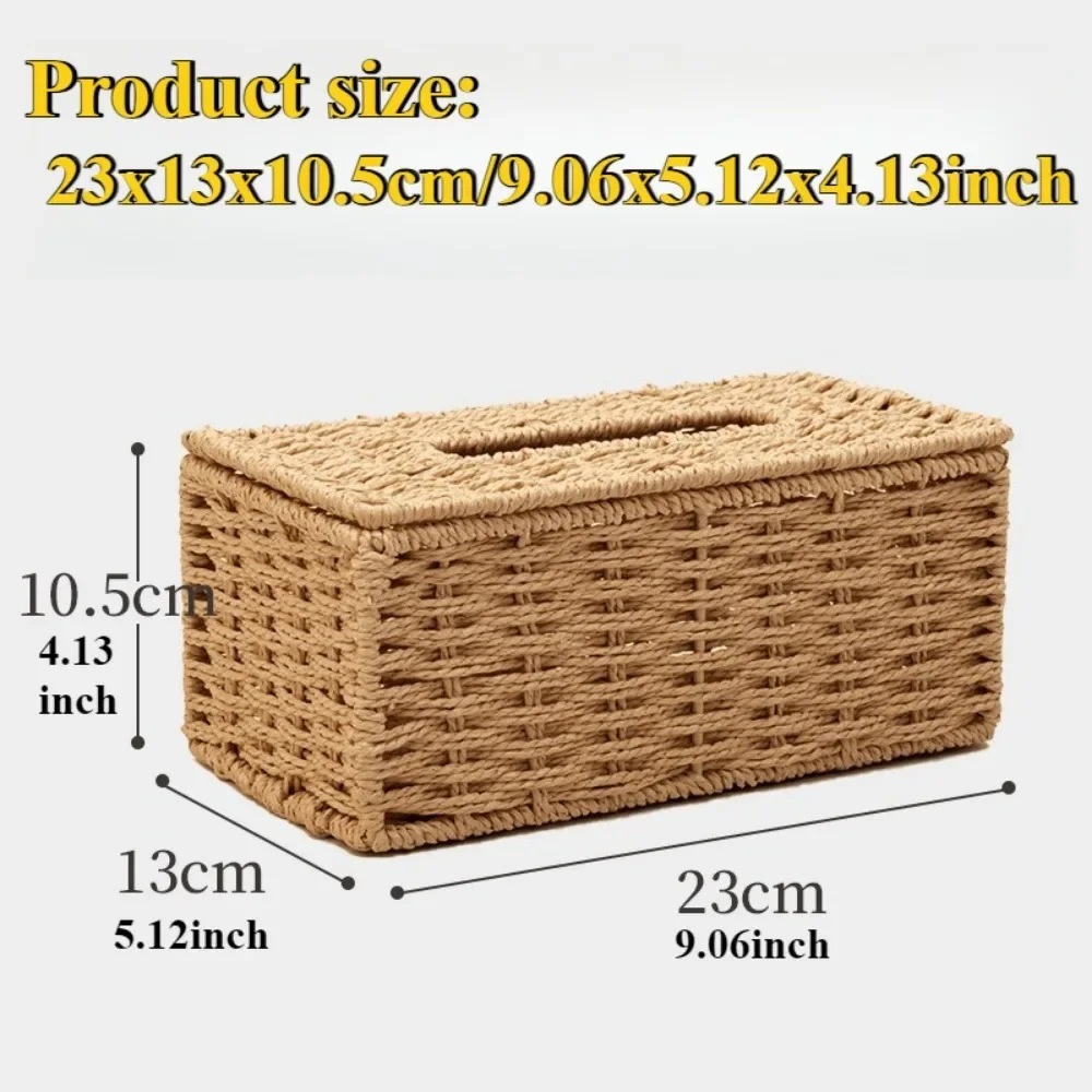 1PC Rattan Tissue Box Home Decoration Handmade Desktop Decoration Simple Retro Tissue Box Storage Caja De Pañuelos Hecha A Mano 6