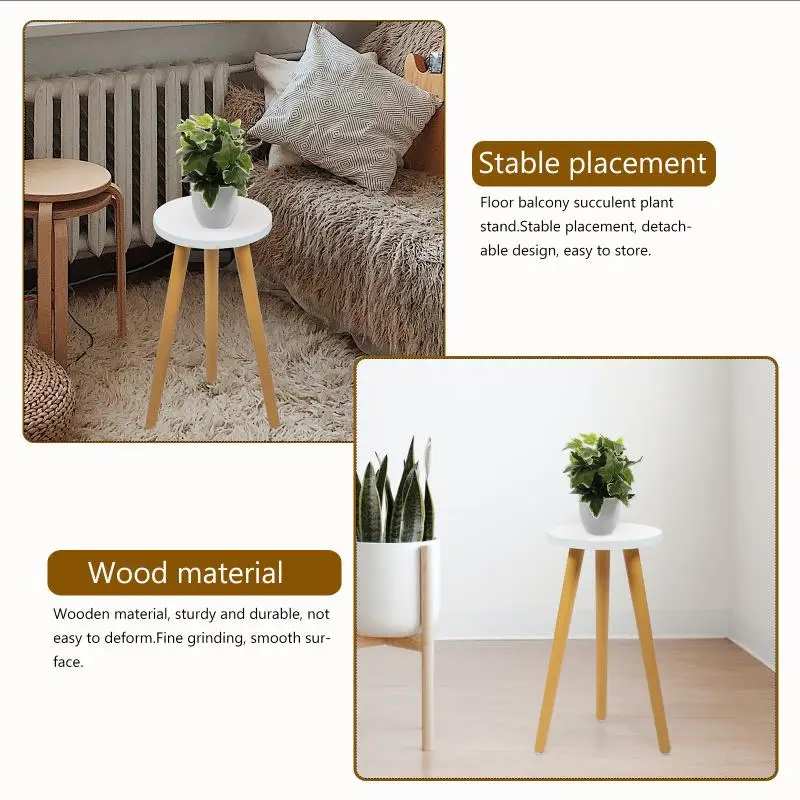 1Pc Wood Plant Stand Flower Pot Stool Flowerpot Holder Wooden Round Stool Balcony Display Rack Home Decoration