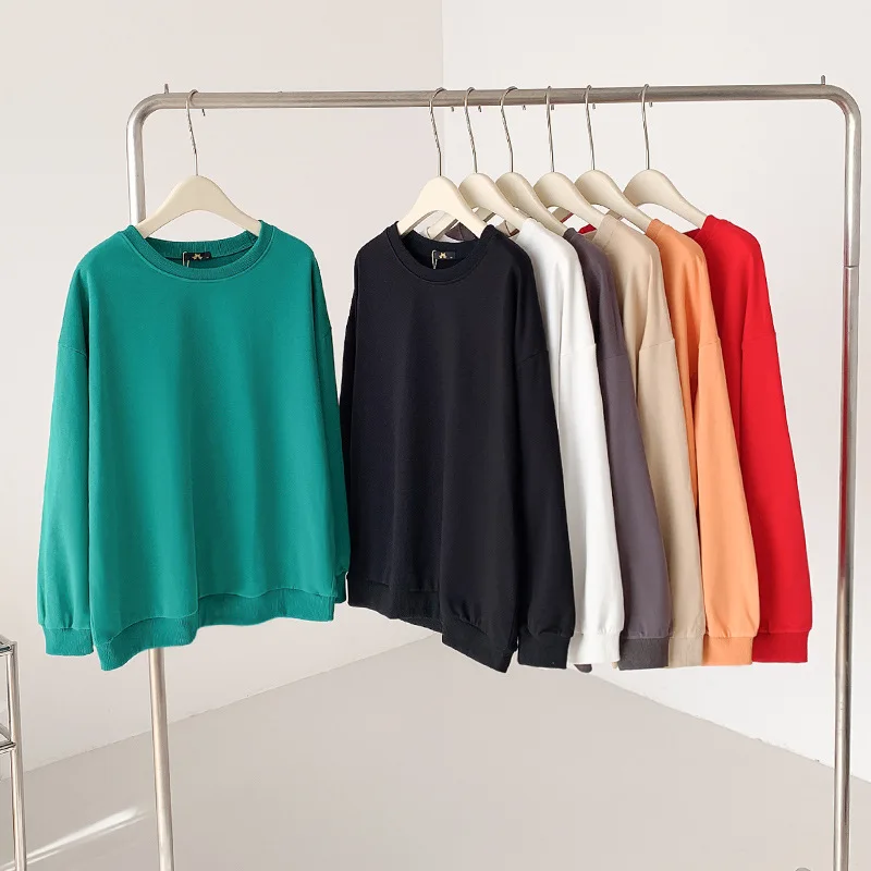 

150Kg Plus Size Women's Bust 157 Spring Loose Casual Long Sleeve Round Neck Solid Sweatshirt 6XL 7XL 8XL 9XL 10XL 7-Colors