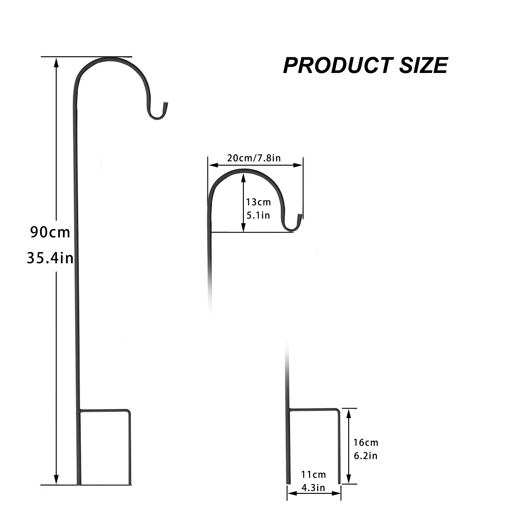 8PCS 90cm Metal 8 Heavy Duty Garden Shepherd Crook Hooks Lantern Stand Bird Feeder