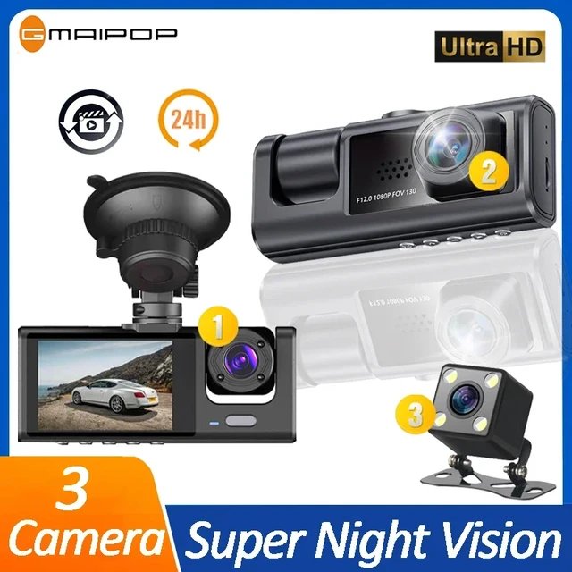 1080p Camera Dash Cam W/ Ir Night Vision, Loop Recording & Ips