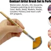 5pcs Artist Fan Paint Brushes Set- Soft Anti-Shedding Nylon Hair Wood Handle Paint Brush Set for Acrylic Watercolor Oil 4