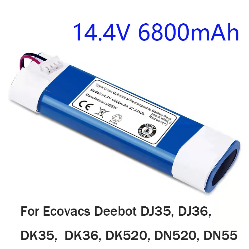 

Free shipping 14.4V 6800mAh Robot Vacuum Cleaner Battery Pack for Ecovacs Deebot DJ35 DJ36 DK35 DK36 DK520 DN520 DN55