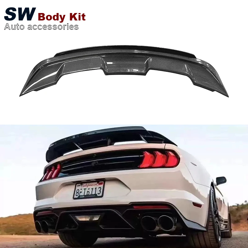 

Carbon Fiber Double Layer GT500 Style Rear Spoiler For Ford Mustang 2015-2020 Rear Trunk Lip Guide Wing Lip Rear Wing Body Kit