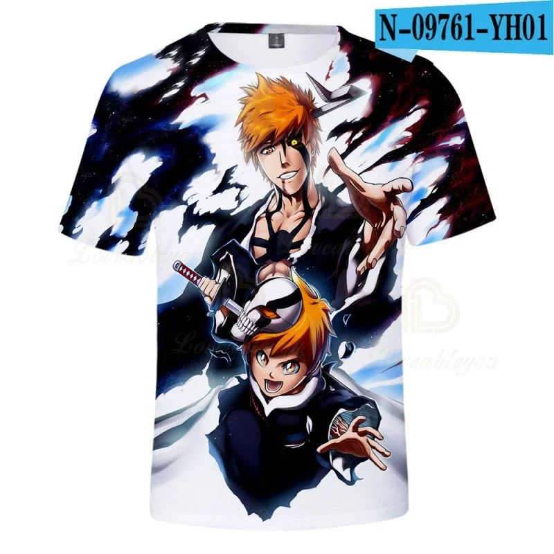 Anime T-shirts BLEACH Kurosaki Ichigo Cosplay 3d Print T Shirt Kid