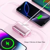 Mini batterie externe 10000mAh 22.5W PD20W, charge rapide bidirectionnelle, chargeur Portable, batterie externe, câbles intégrés, nouveau 5