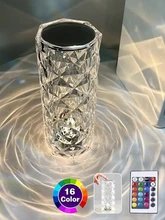  Crystal Lamp Touch Table Bedside Lamps Light Fixture 16 Colors LED Atmosphere Room Decor Christmas Room Decoration Home Lights 