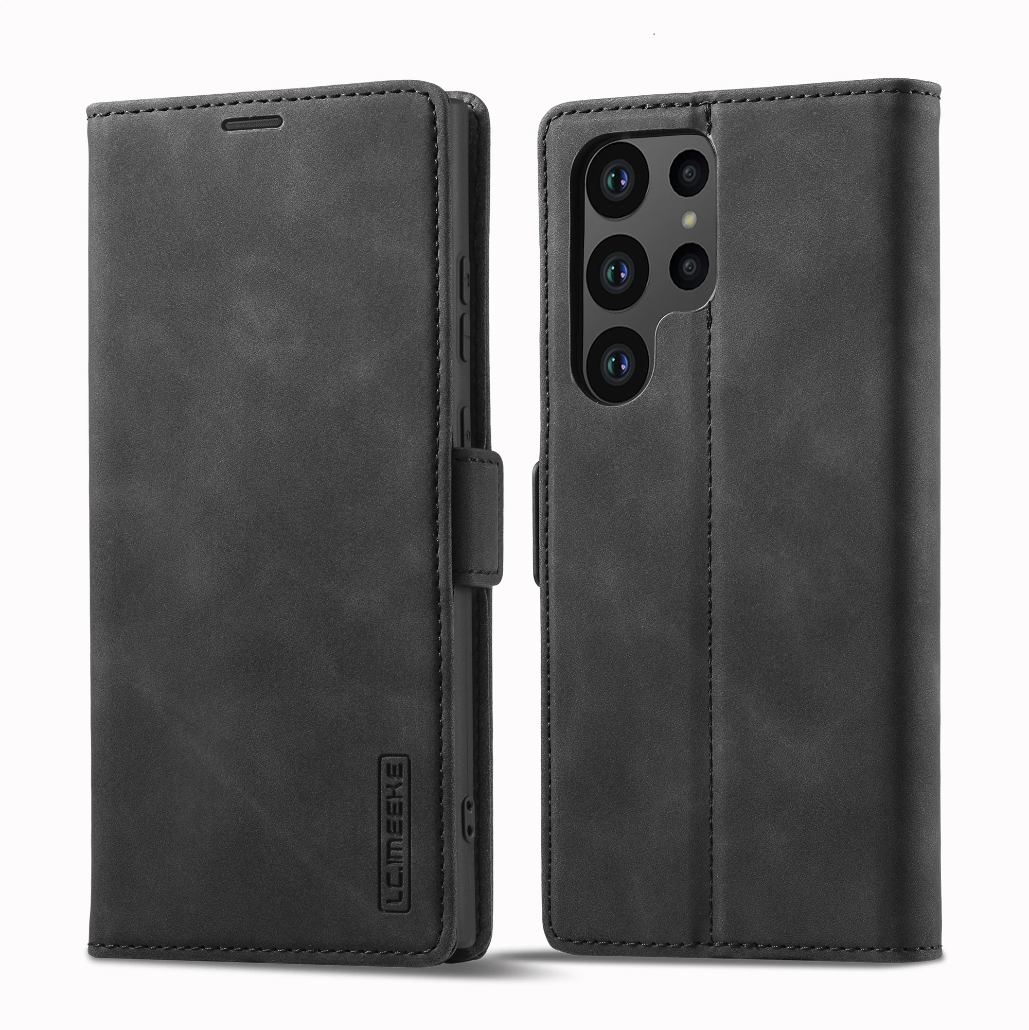 Leather Wallet Case with Magnetic Closure and Card Holder Slot, Shockproof Flip Cover