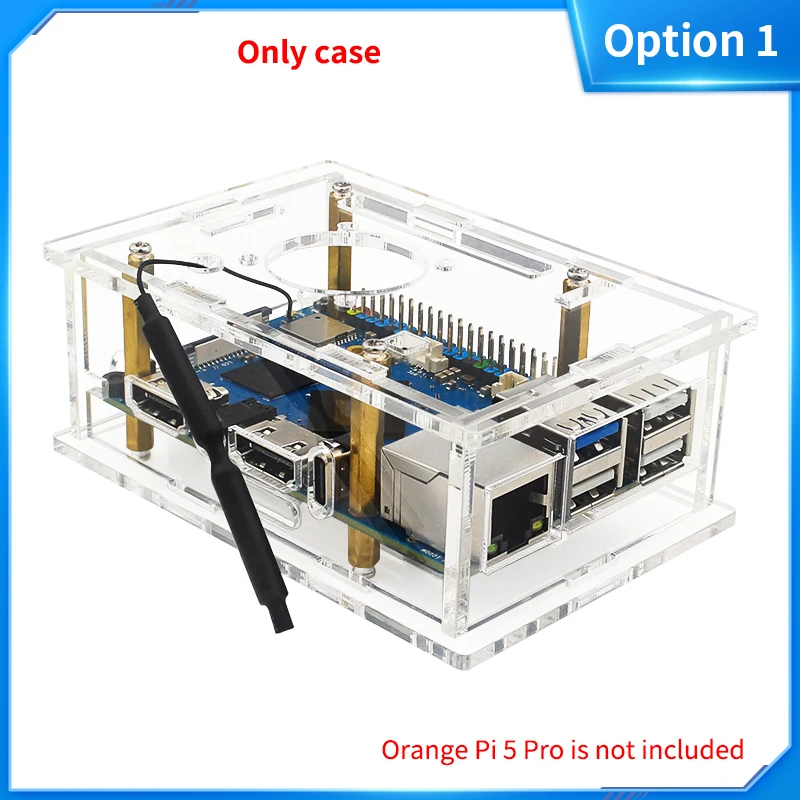 Orange Pi 5 Pro Acrylic Case Transparent Shell Protective Box Optional Cooling F