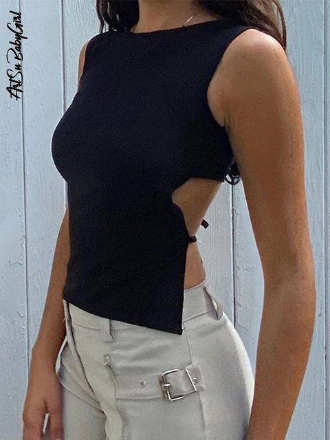Lace Mesh Women Crop Top See Through Sexy Tank Top Backless Slim E-Girl  Camis Sleeveless Summer New Streetwear Top - AliExpress