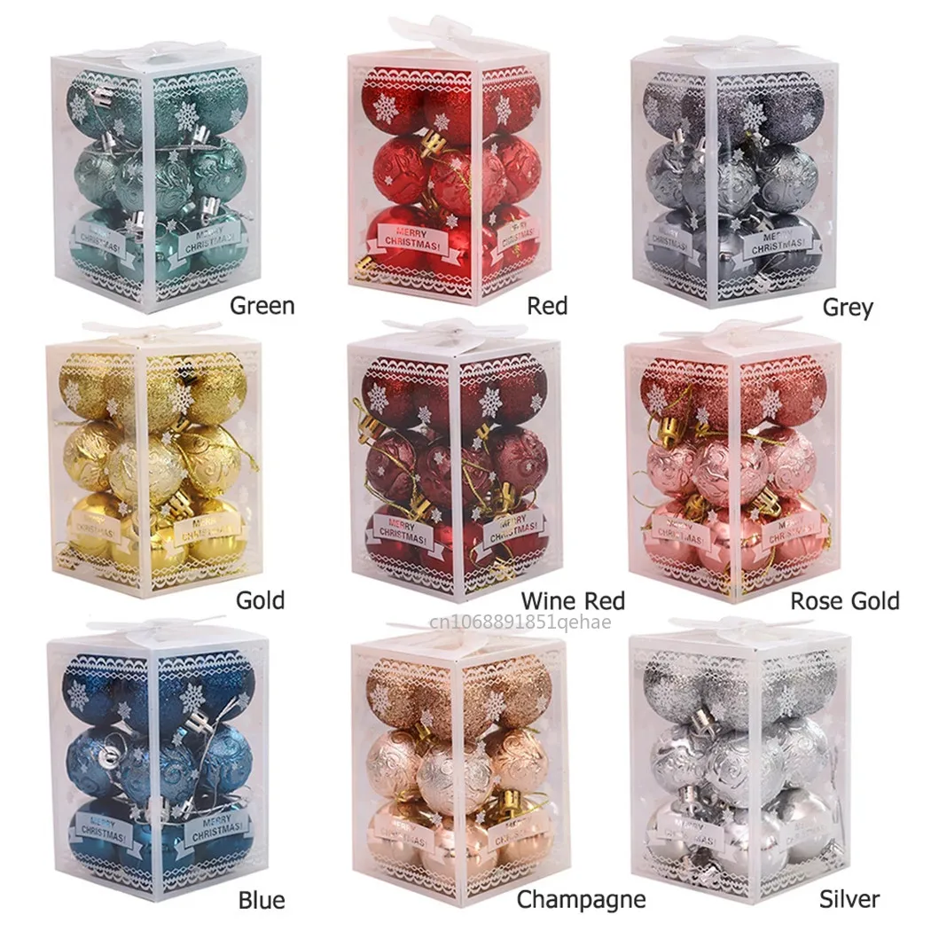 12PCS 4cm Christmas Ball Xmas Tree Balls Hanging Pendant Decoration Plastic 2025 Xmas Party New Year Accessories Ornament Decor