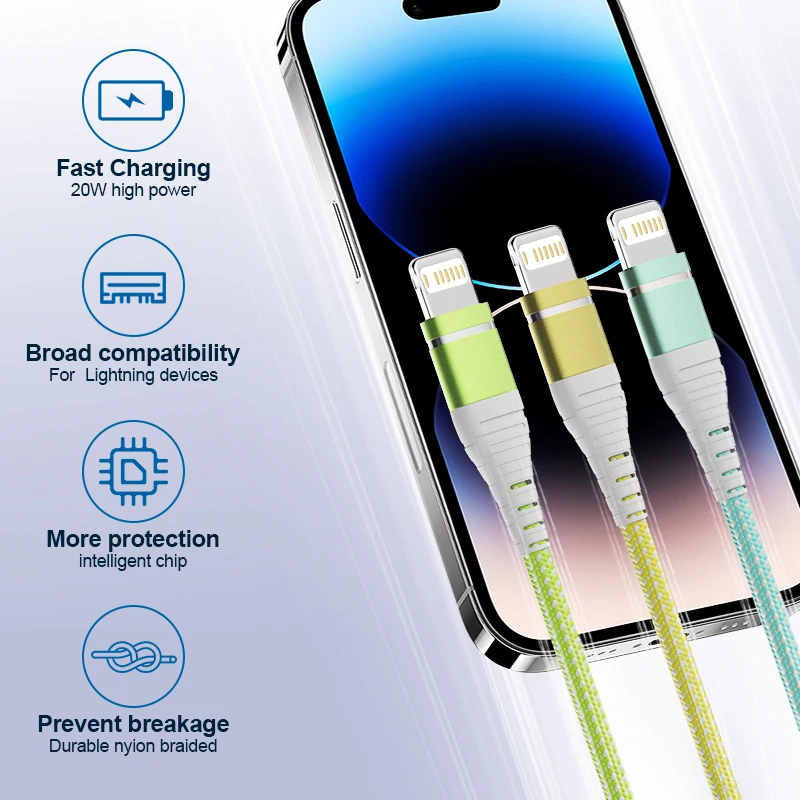 Premium MFI Certified Nylon Braided Lightning Fast Charging Cable