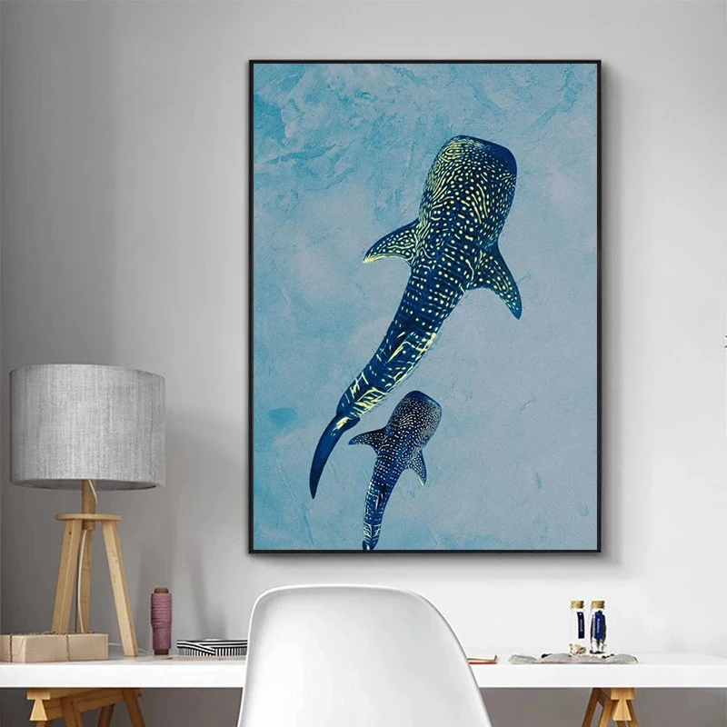 Sea Creatures Giant Whale Sharks 5D DIY Diamond Painting Animal Nordic Murals Living Room and Children's Room Decor
