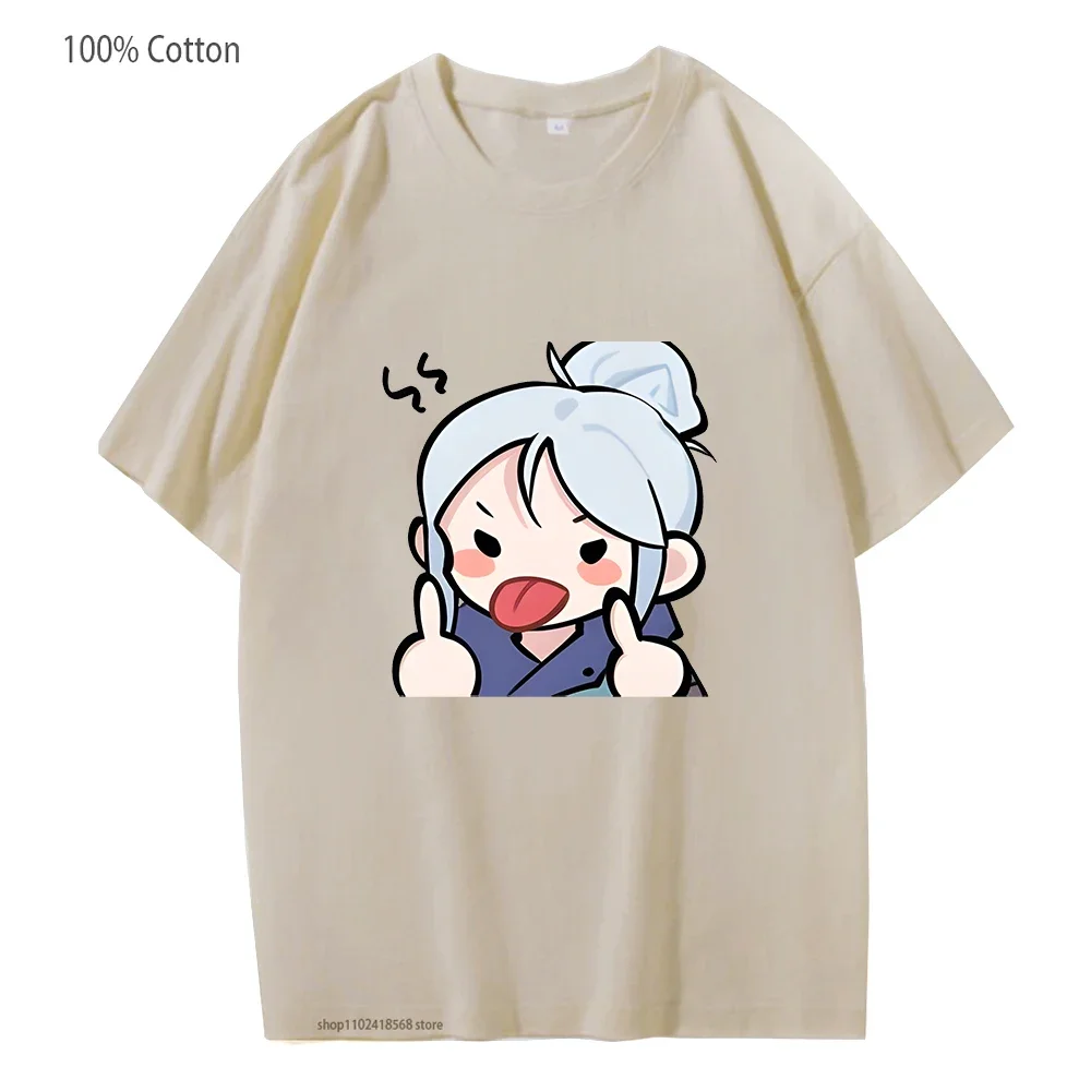 

Футболка Jett с забавным принтом, мультяшный корейский дизайн, валорант, Мужская Уличная футболка унисекс в стиле Харадзюку, футболки с коротким рукавом, Женский Топ