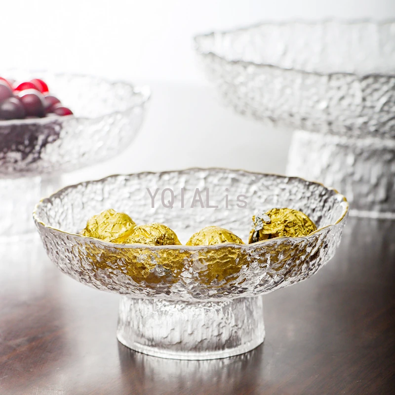 Creative Art Fruit Plate Ice Dew Pattern Goblet Tableware Cake
