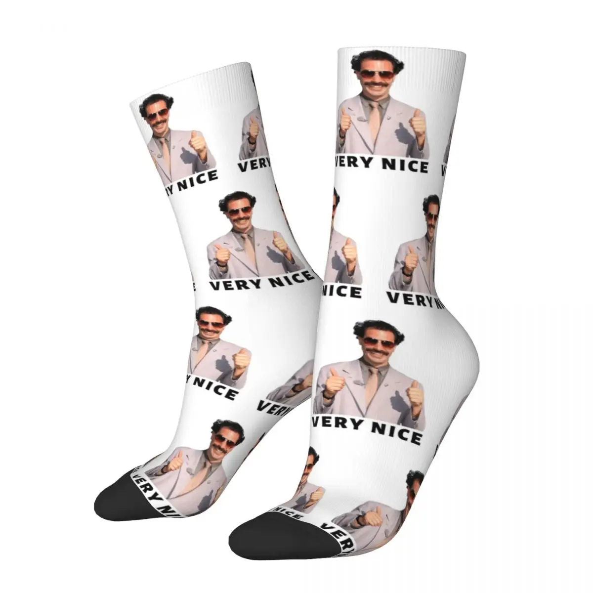 Borat Very Nice Funny Meme Theme Design All Season Socks Stuff For Men Women Cozy Dress Socks