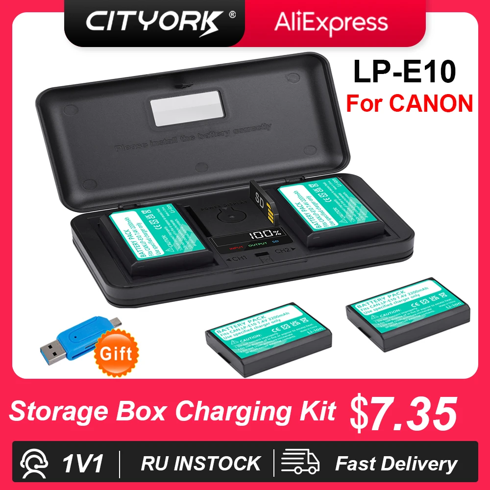 

2200mAh LP-E10 LPE10 LP E10 Battery +LCD USB Battery Charger for Canon EOS 1100D 1200D 1300D Kiss X50 X70 X80 X90 Rebel T3