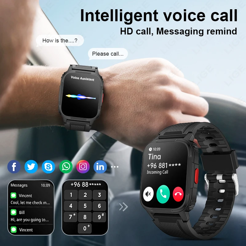 LIGE  Ʈ ġ  ȭ Ʈ ġ, 120 +  , ȵ̵ iOS, 1.95 ġ HD ũ м, IP68 