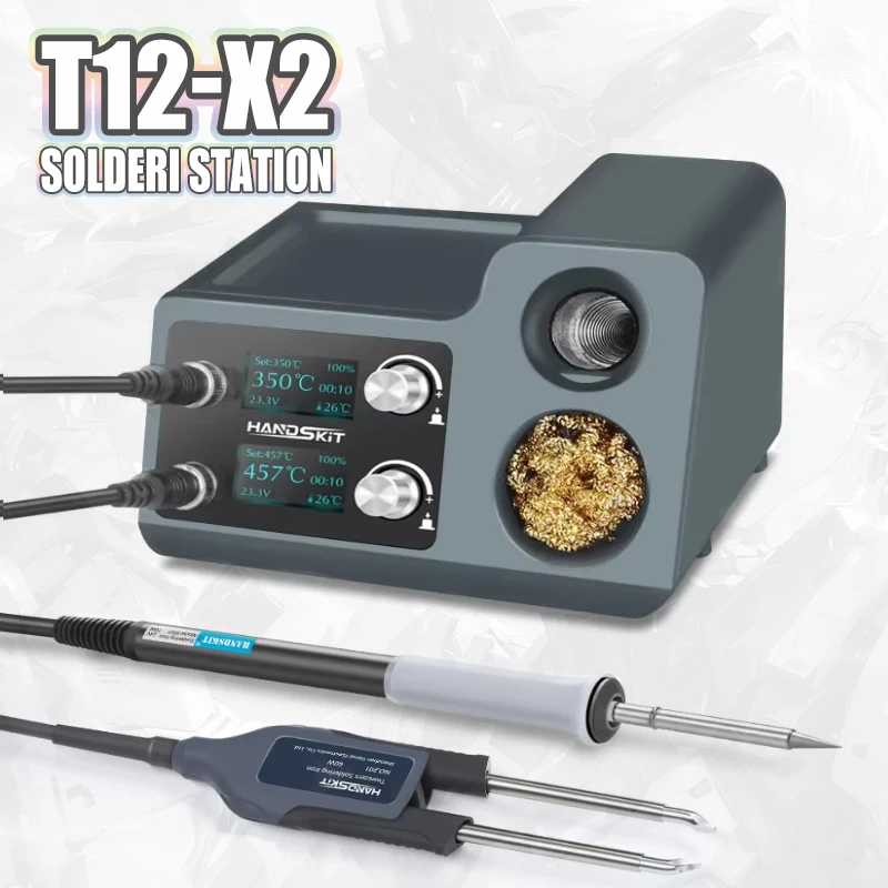 T12 납땜 스테이션 핀셋 핸들 STM 32 칩 자동 수면 듀얼 사용 저장 전력 마..