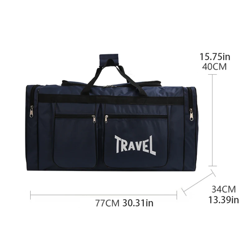 Large capacity travel luggage bag - multiple pockets, sports and fitness bag, zipper closure, one bag for outdoor travel