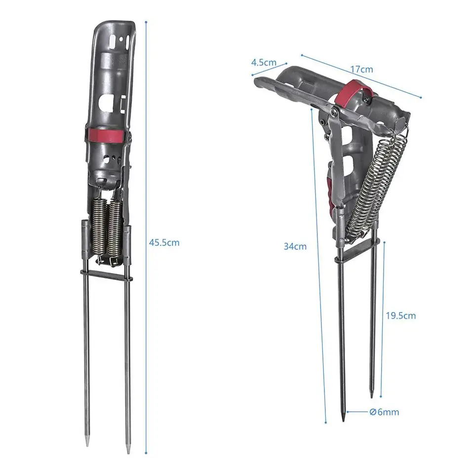 Support Canne à Pêche Automatique Pliable - Double Ressort, Réglable, Pour Tige Jusqu'à 3.5 Cm - 7