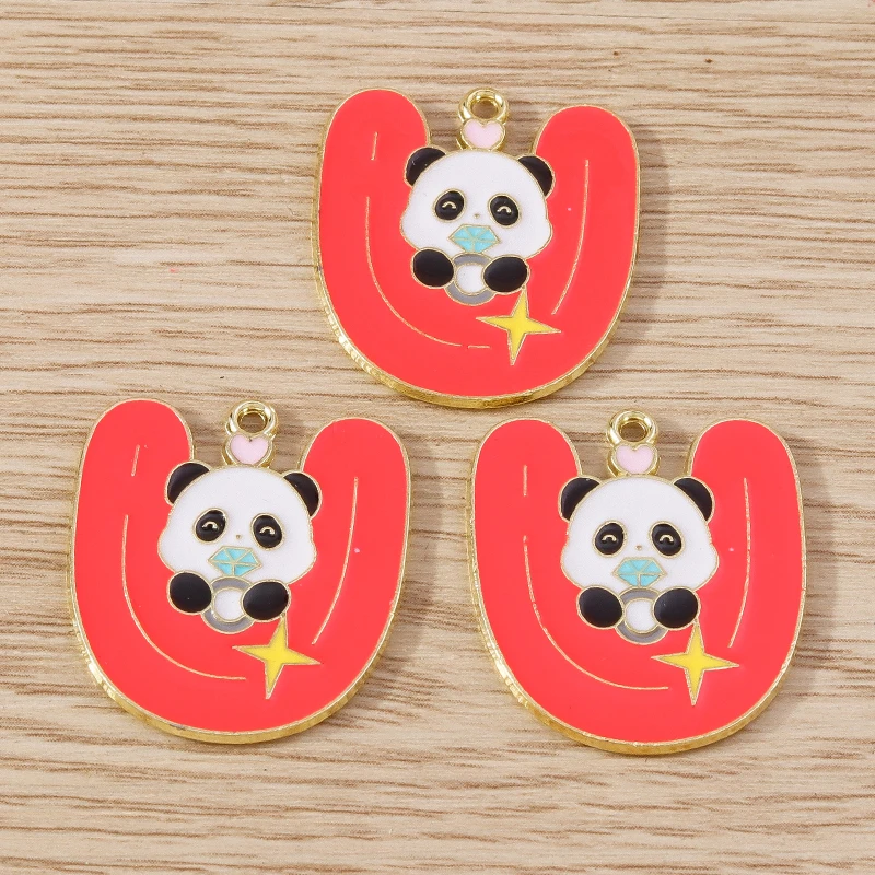 10 stücke Cartoon Tier Charms Emaille Panda Charms Anhänger für Schmuck machen Tropfen Ohrringe Halskette Armband DIY Handwerk liefert – Detail 16