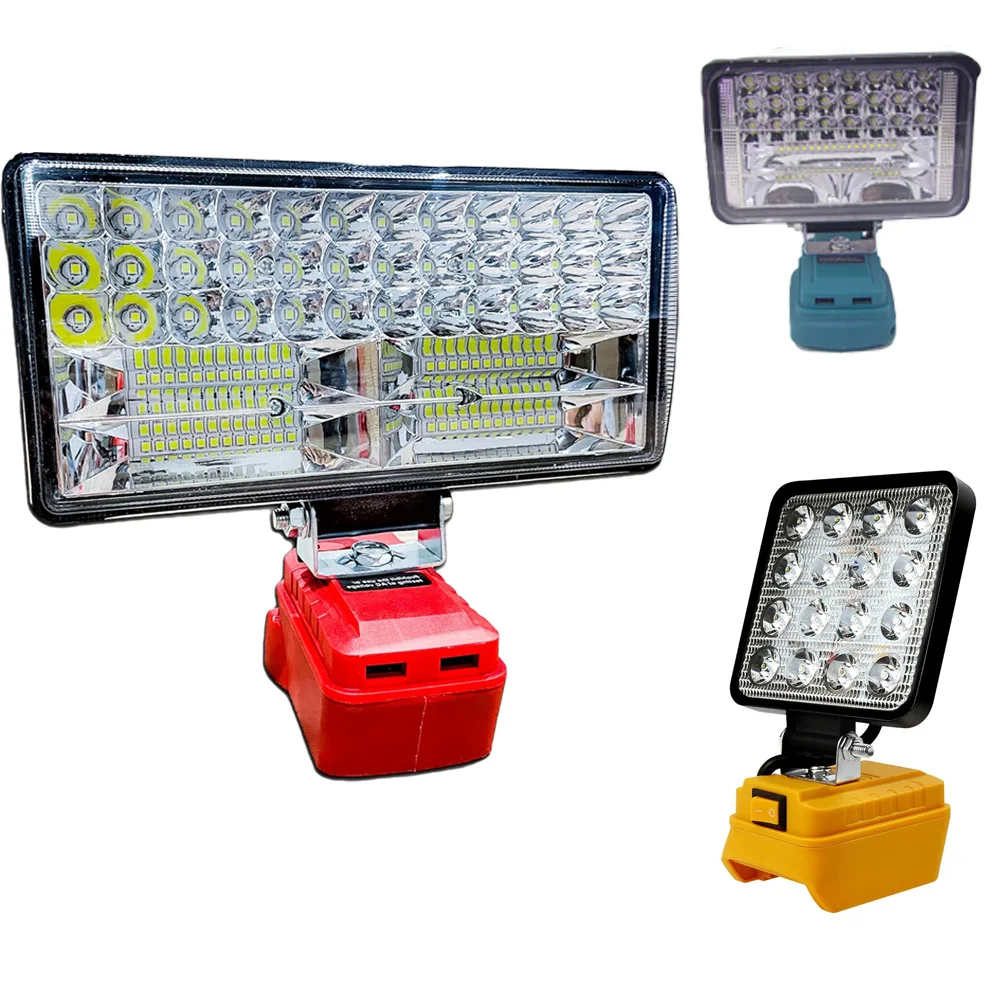 마키타, 디월트, 밀워키용, 18V 리튬 이온 배터리, LED 작업등, 휴대용 비상 홍수 램프, 캠핑 램프, 4 인치, 6/8 인치 손전등
