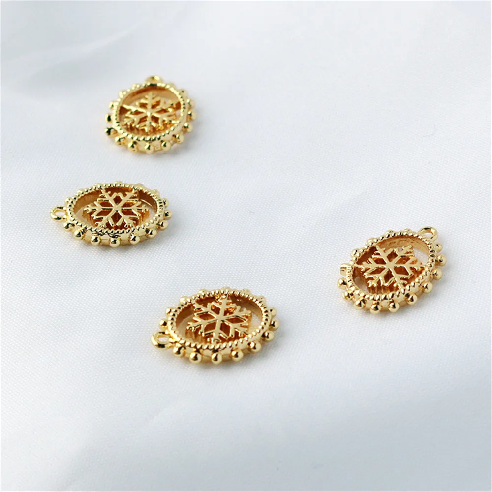 

14k gold color retaining lace snowflake oval small pendant 14.5 * 11.5mm pendant diy bracelet necklace pendant
