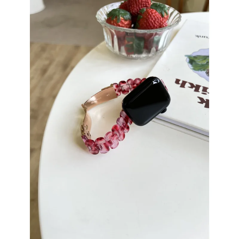 애플 워치 밴드용 수지 팔찌, 아이워치 시리즈 8 울트라 7 SE 교체용, 44mm, 40mm, 45mm, 41mm, 38mm, 42mm